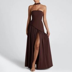 2Pcs Sexy Sheath Dress with Split and Ribbon Maxi Dresses