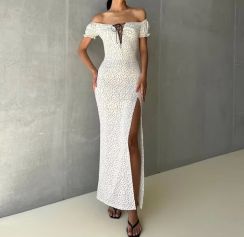 2Pcs Womens Sexy High Slit Dress